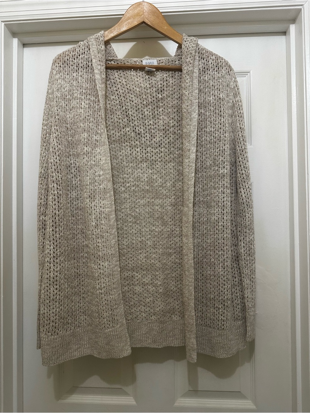 Sigrid Olsen Lightweight Open-Front Cardigan in Beige